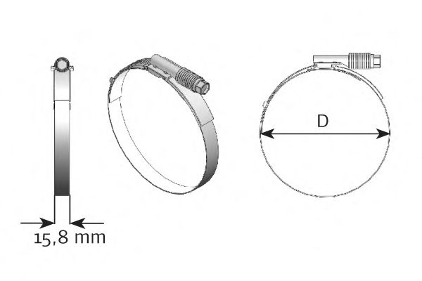 Хомут d98-103 металлический винтовой - Dinex 98874