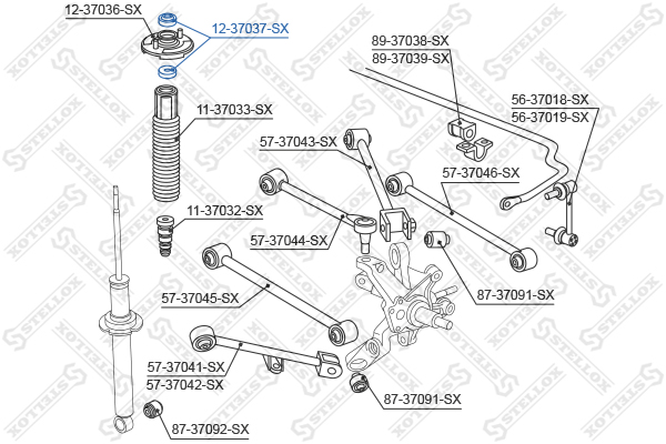 Подушка опоры амортизатора зад. Honda a - Stellox 12-37037-SX