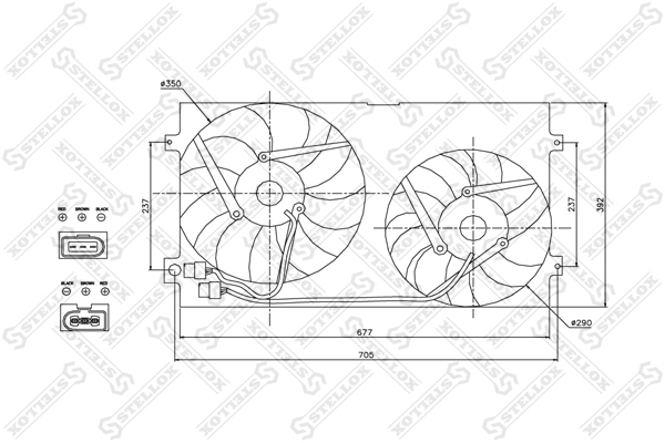 Вентилятор охлаждения Audi a3/a4, VW Go - Stellox 29-99007-SX