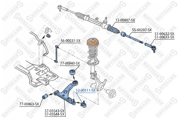 Шар.опор. Opel Corsa d 1.0 16v/1.2 16V | перед прав/лев | - Stellox 52-00311-SX