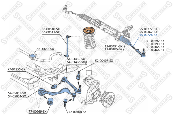 Тяга рул. л.+п. BMW e84/e90/e91/e92 05> | перед прав/лев | - Stellox 55-00226-SX