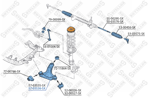 Рычаг нижн. п. Opel Meriva 03> | перед прав | - Stellox 57-03536-SX