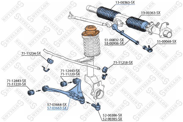 Рычаг правый Audi 80 all 91-96 | перед | - Stellox 57-03663-SX