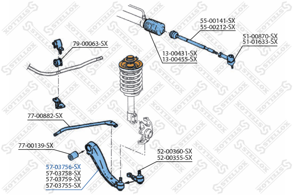 Рычаг правый Opel Corsa/Tigra | перед | - Stellox 57-03756-SX