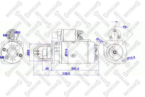 Стартер 24V 4KW 11зуб. 45гр.вправо Volvo HCV - Stellox 88-02027-SX