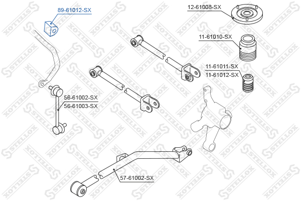 Втулка стабилизатора заднего центральная - Stellox 89-61012-SX