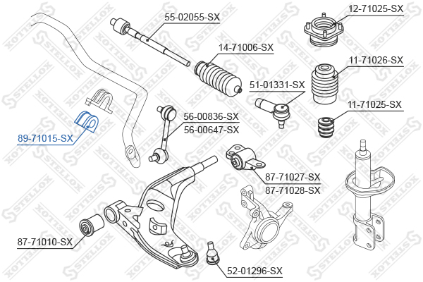 Опора, стабилизатор Stellox                89-71015-SX