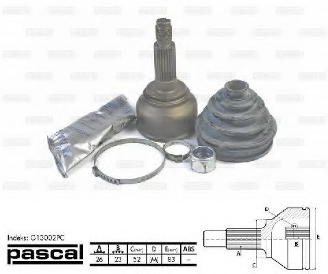 Шарнирный комплект, приводной вал - PASCAL G13002PC