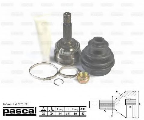 Шарнирный комплект, приводной вал - PASCAL G15023PC
