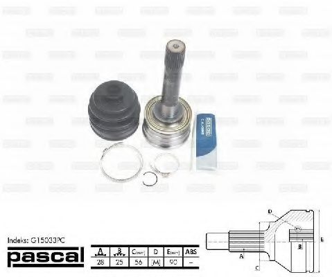 Шарнирный комплект, приводной вал - PASCAL G15033PC