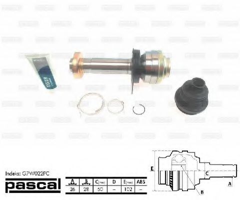 Шарнирный комплект, приводной вал - PASCAL G7W022PC