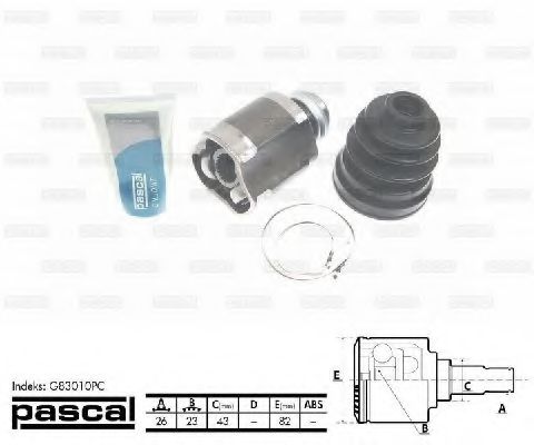 Шарнирный комплект, приводной вал - PASCAL G83010PC