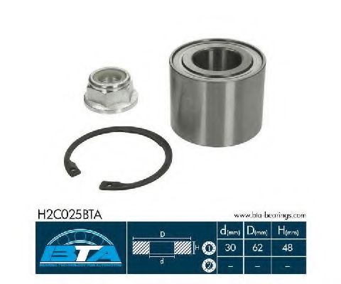 Комплект подшипника ступицы колеса | зад | - BTA H2C025BTA
