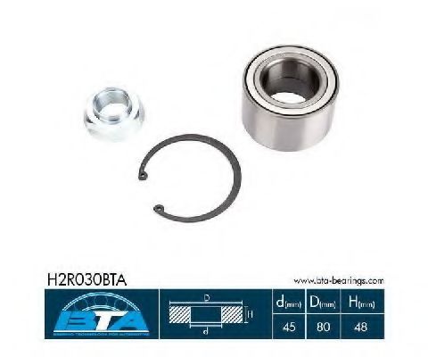 Комплект подшипника ступицы колеса | зад | - BTA H2R030BTA