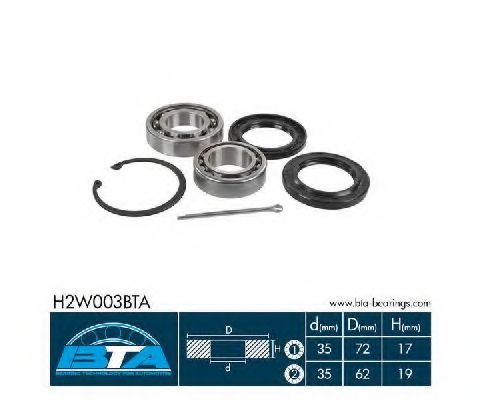 Комплект подшипника ступицы колеса | зад | - BTA H2W003BTA
