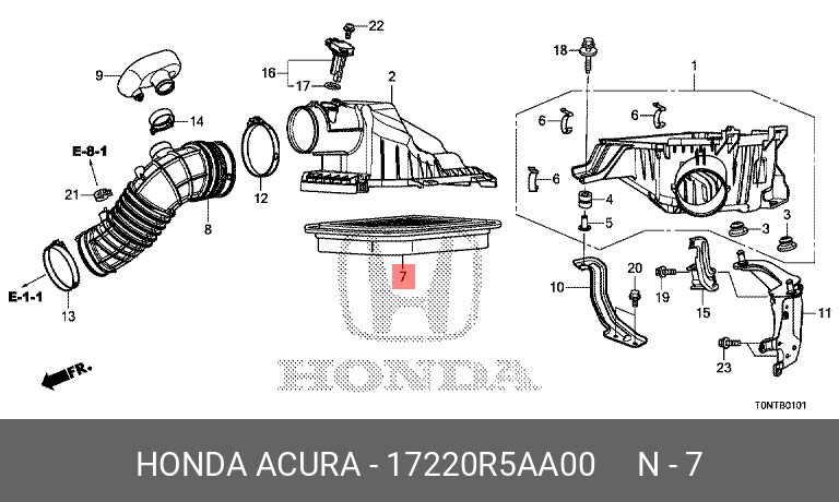 Фильтp воздушный - Honda 17220-R5A-A00