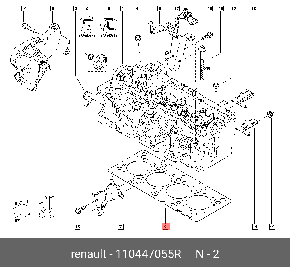 Прокладка, головка цилиндра - Renault 110447055R