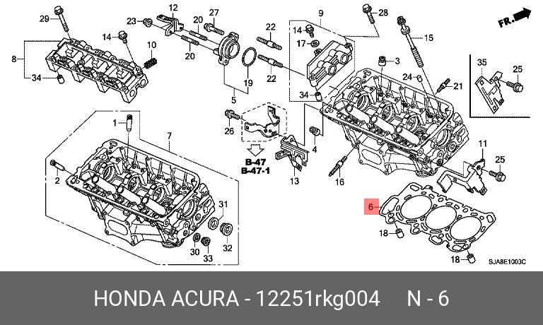 Прокладка, головка цилиндра - Honda 12251-RKG-004