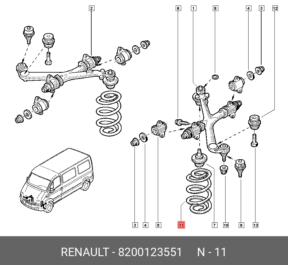 Пружина ходовой части | перед | - Renault 8200123551