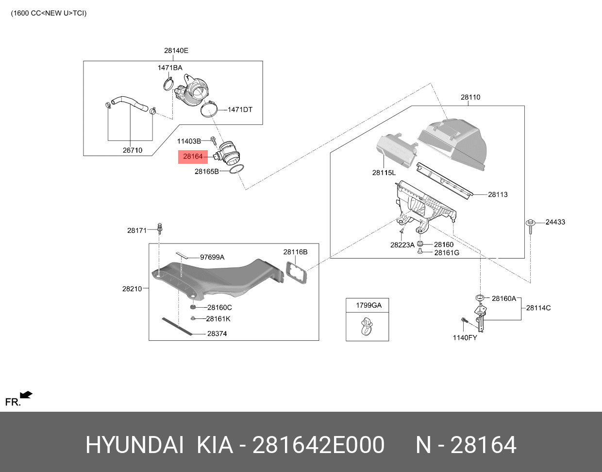 Расходомер воздуха - Hyundai/Kia 281642E000