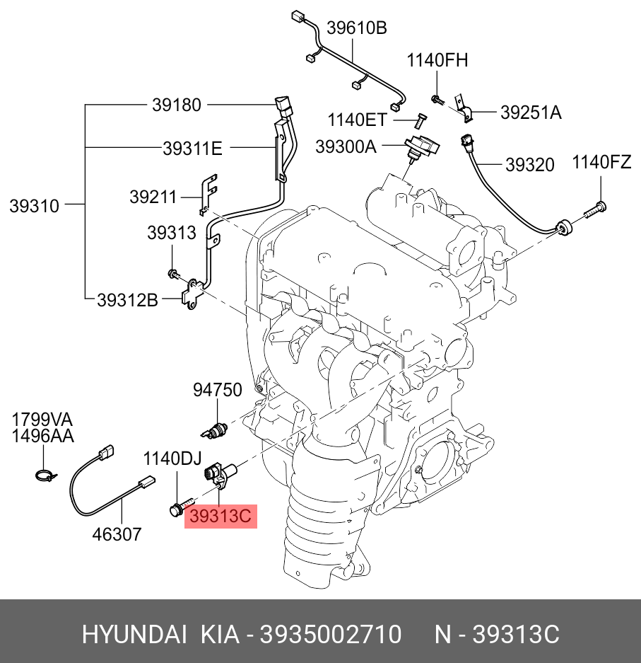 Датчик положения распредвала - Hyundai/Kia 3935002710