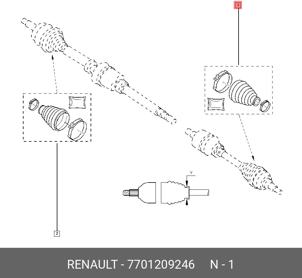 Комплект пылника, приводной вал - Renault 7701209246