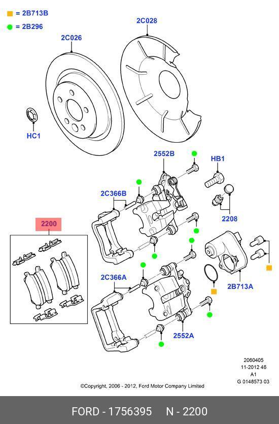 Колодки тормозные дисковые | зад | - Ford 1756395