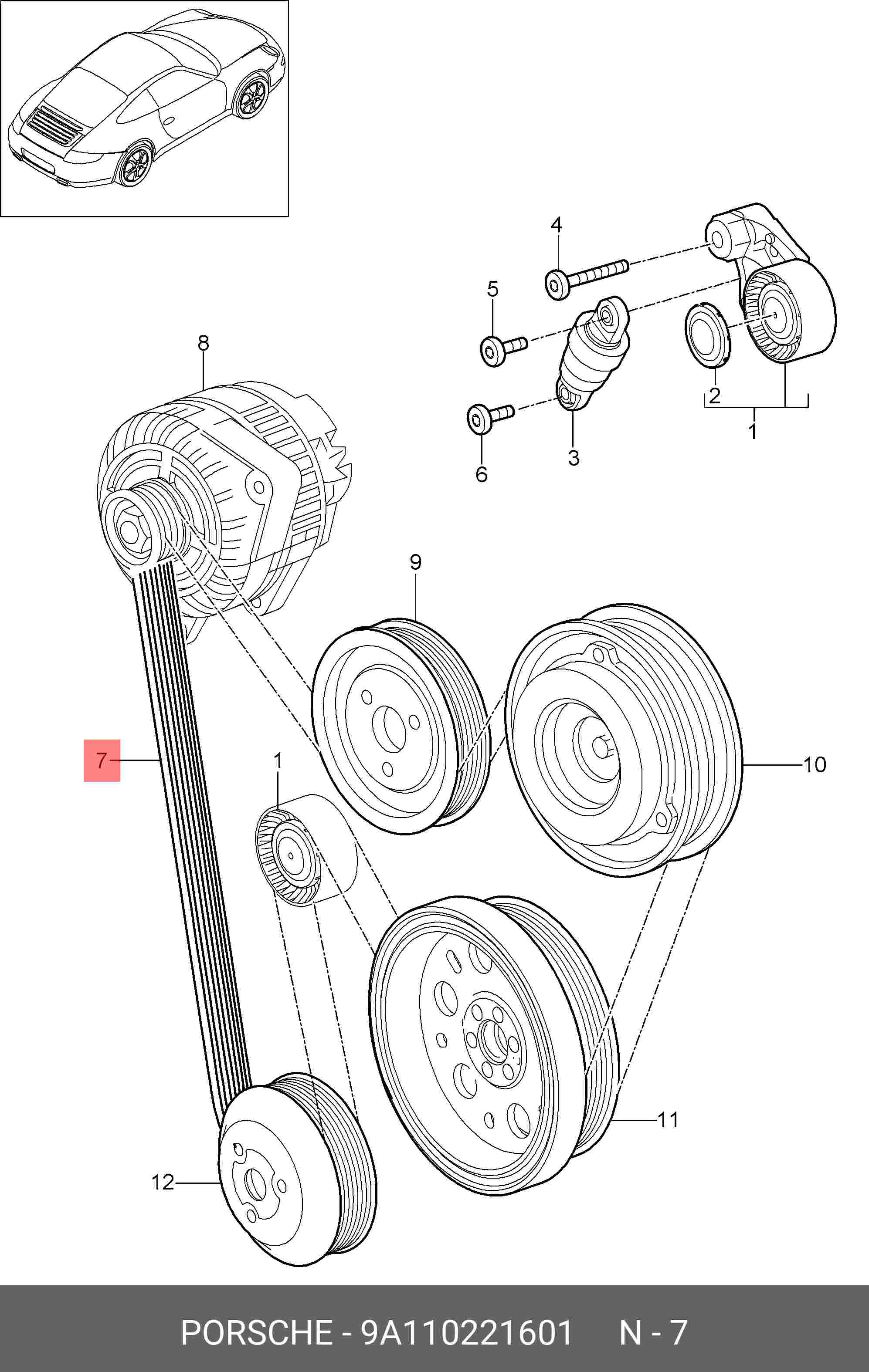 Ремень поликлиновый - Porsche 9A110221601