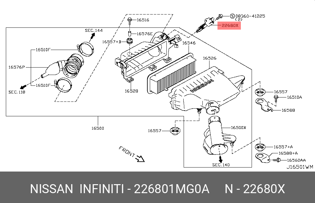 Расходомер воздуха - Nissan 22680-1MG0A