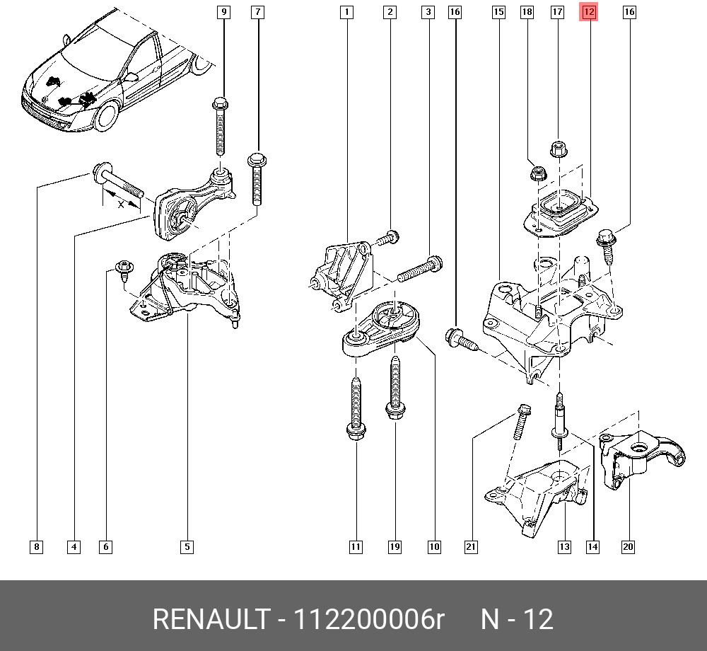 Подвеска, двигатель | лев | - Renault 112200006R