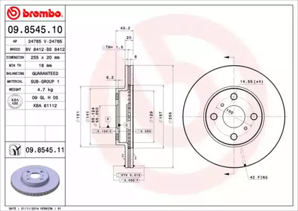 Диск тормозной UV Coated | перед | - Brembo 09.8545.11