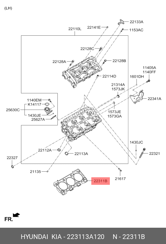 Прокладка головки блока цилиндров - Hyundai/Kia 223113A120