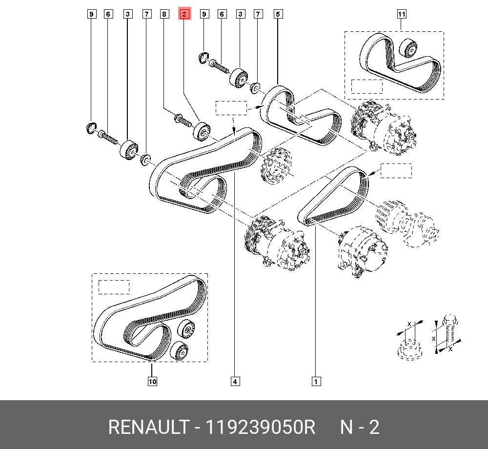 Промежуточный ролик поликлинового ремня - Renault 119239050R