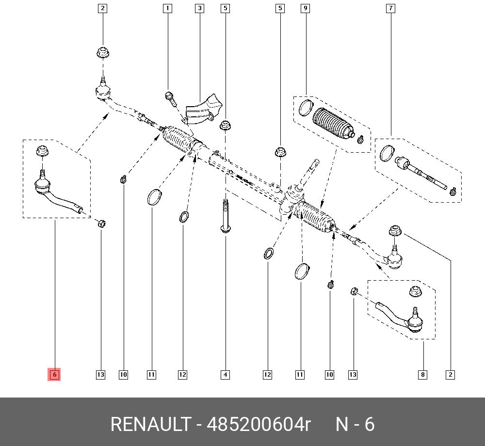 Наконечник рулевой тяги | прав | - Renault 485200604R