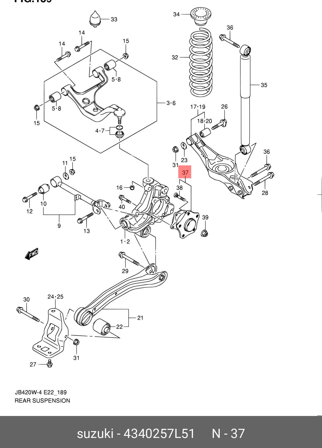 Комплект подшипника ступицы колеса | зад лев | - Suzuki 4340257L51