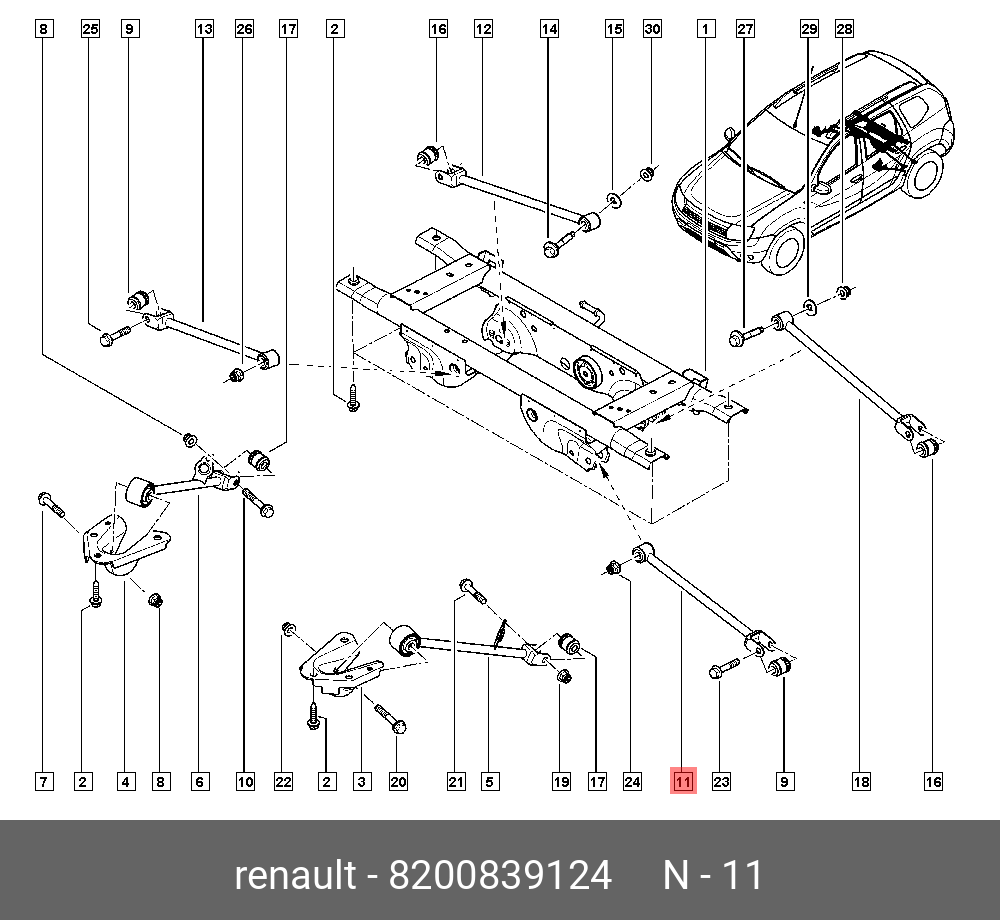 Рычаг подвески | зад | - Renault 82008-39124