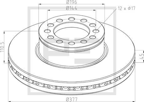 Диск тормозной - Peters Ennepetal 03614400A