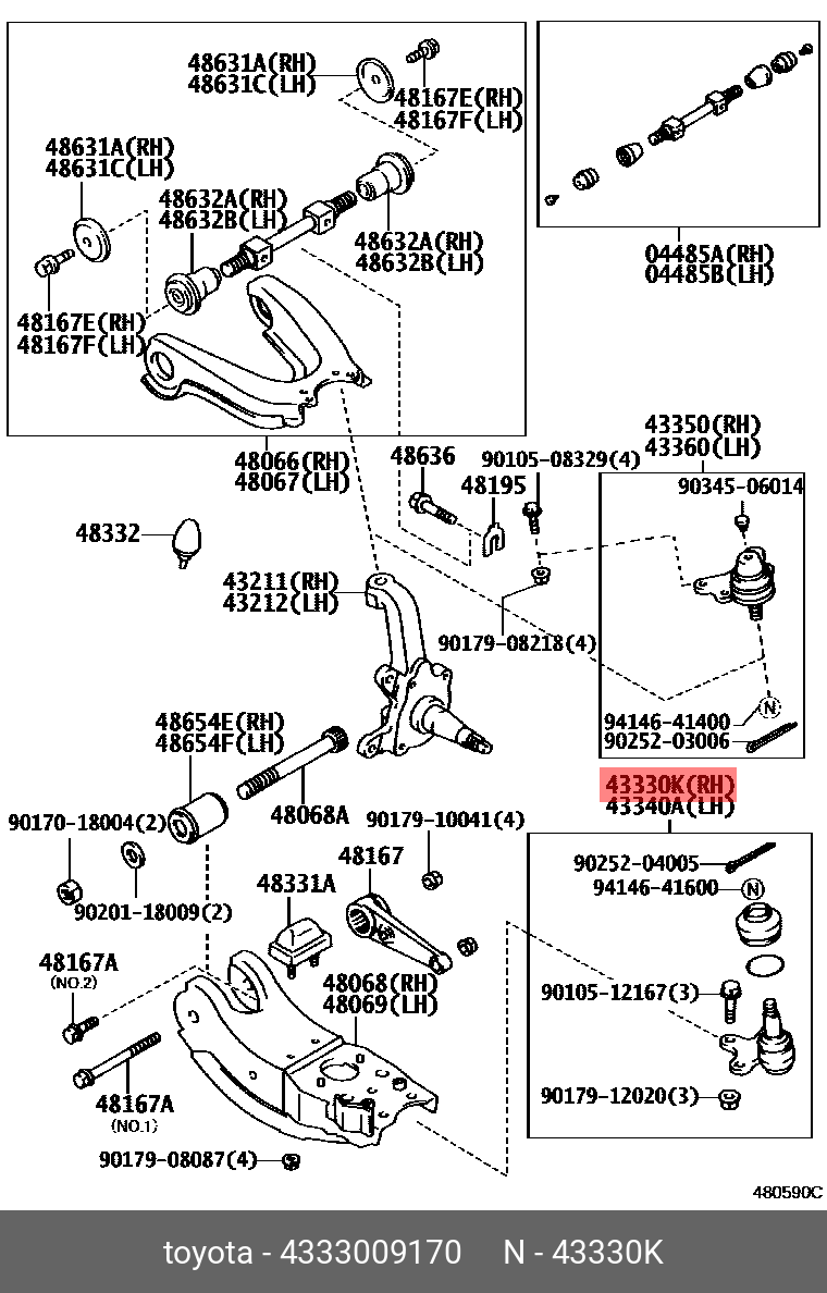 Опора шаровая - Toyota 43330-09170