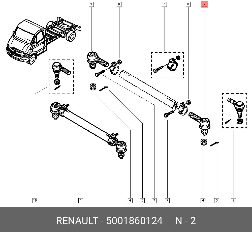 Наконечник рулевой тяги | лев | - Renault 5001860124