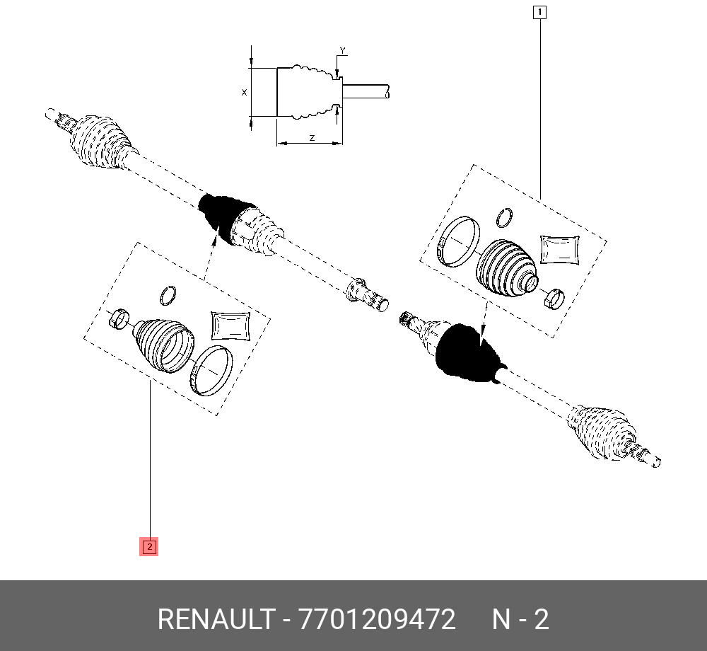 Комплект пылника, приводной вал - Renault 7701209472