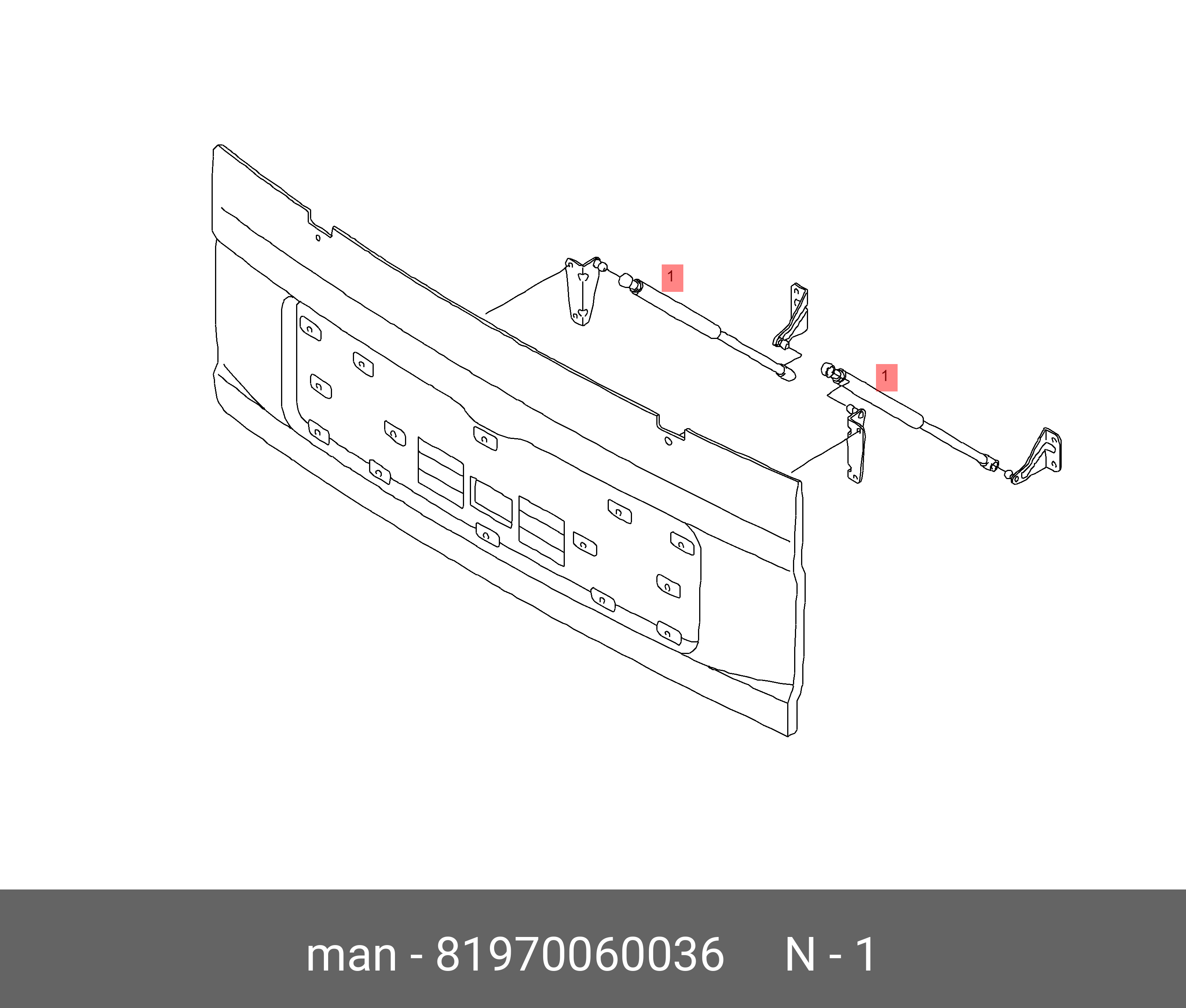 Газовая пружина, капот - MAN 81970060036