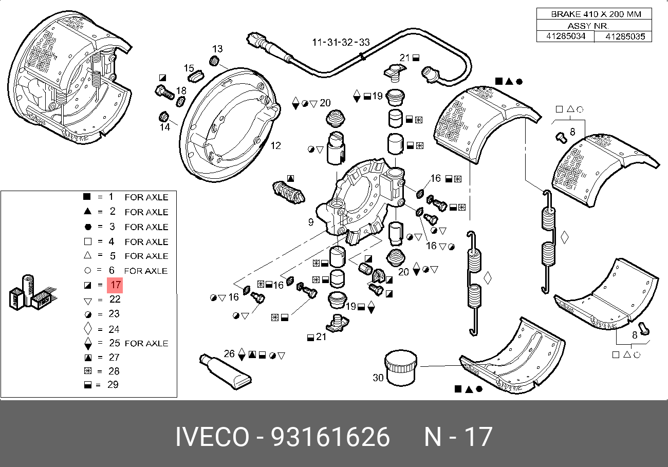 Ремкомплект тормозного механизма (скобы, rockwell) - Iveco 93161626