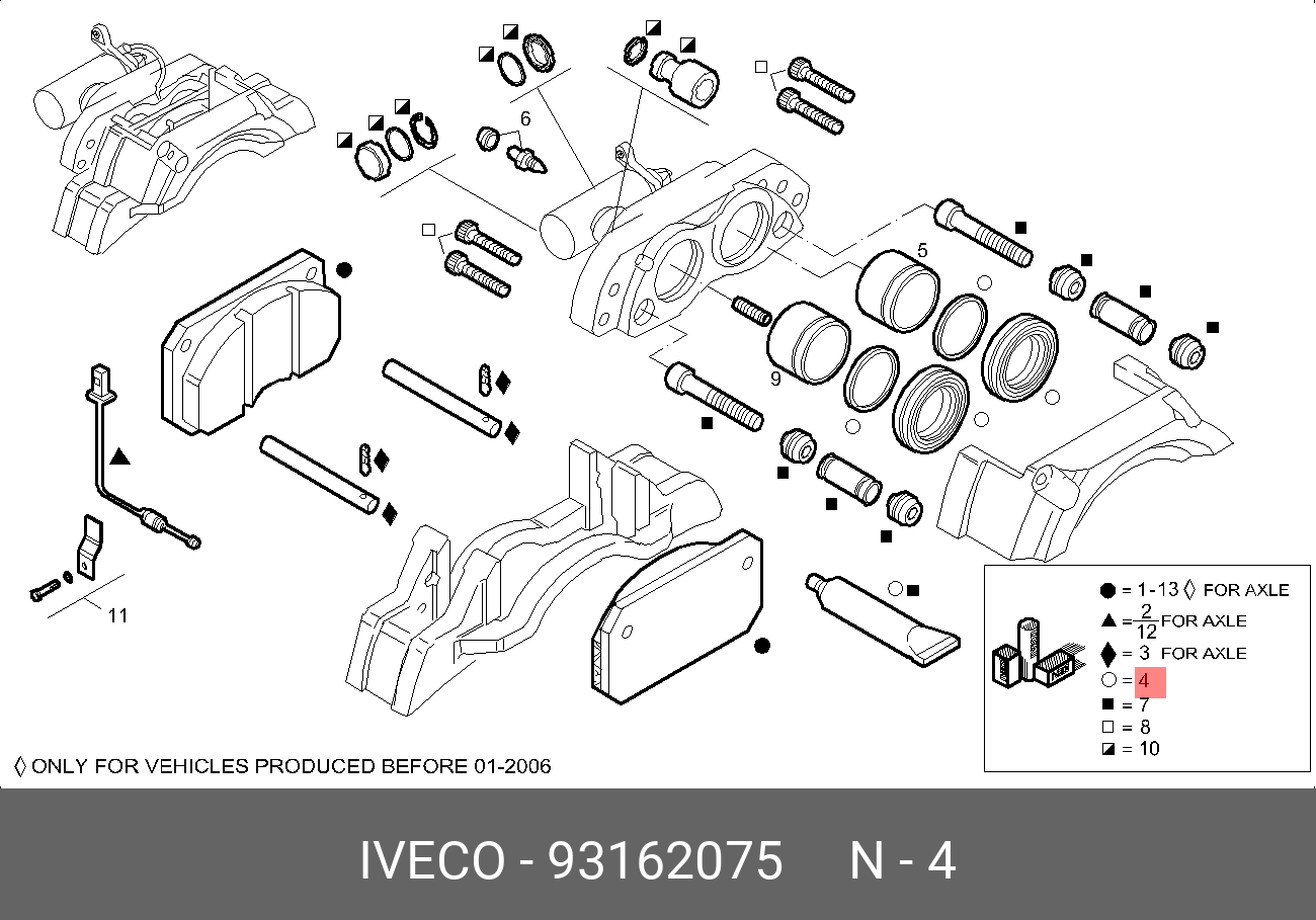 Ремкомплект суппорта eurocargo (пыльн. манжеты) 60-65-75 - Iveco 93162075