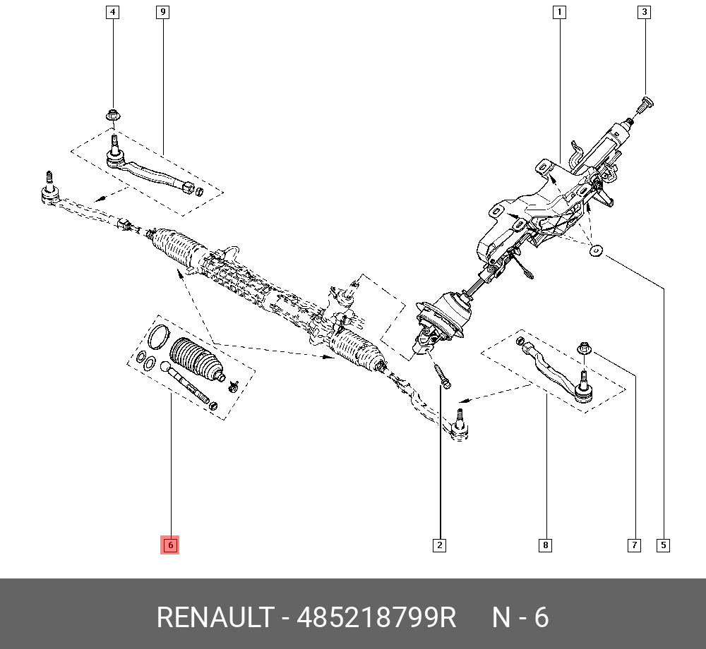 Тяга рулевая | перед | - Renault 485218799R
