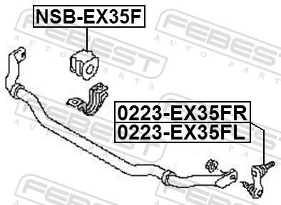 Втулка стабилизатора | перед прав/лев | - Febest NSB-EX35F