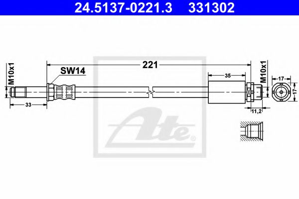 Шланг тормозной - ATE 24.5137-0221.3