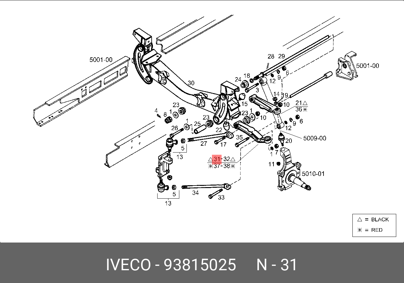 Рычаг независимой подвески колеса, подвеска колеса - Iveco 93815025