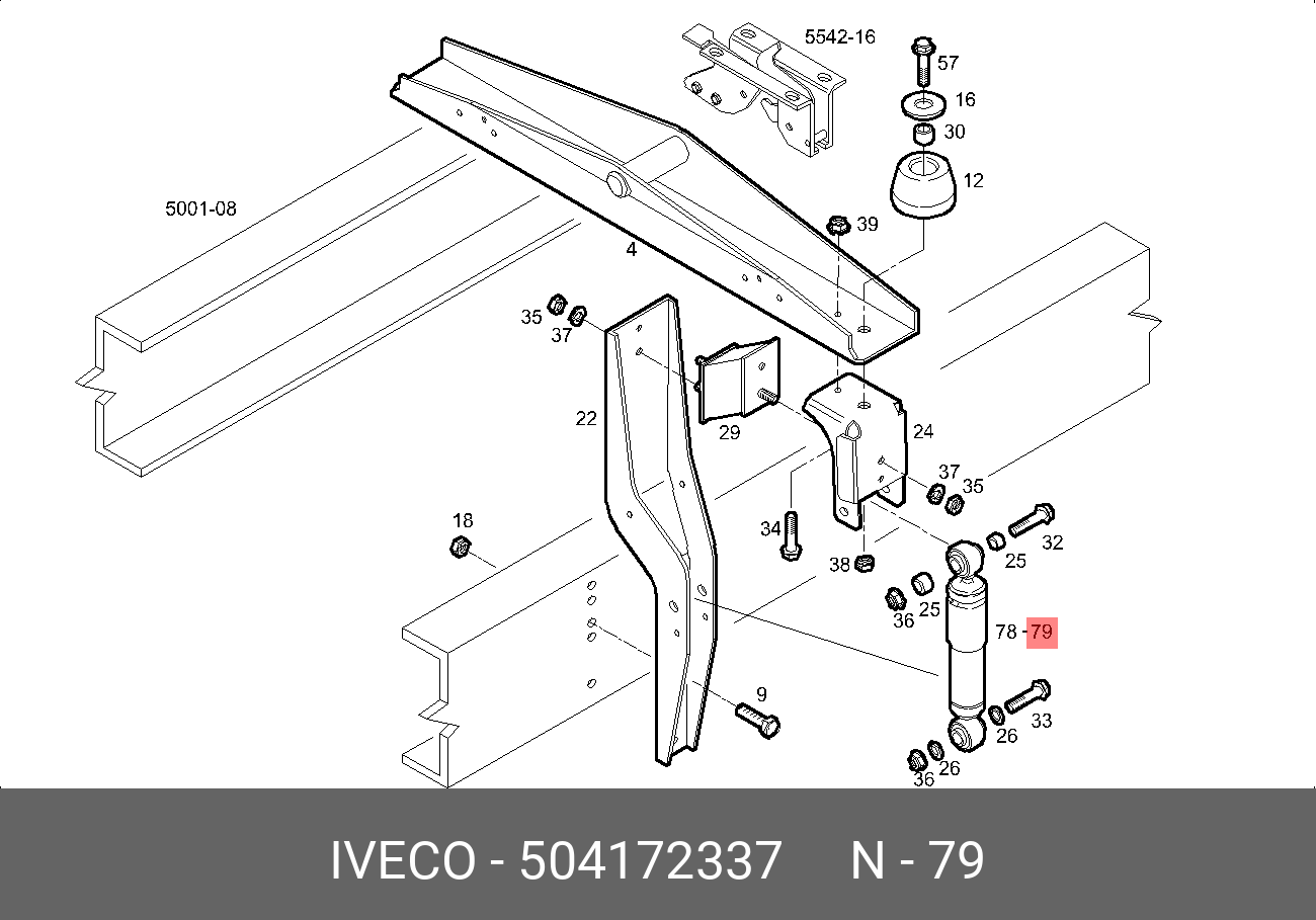Амортизатор кабины задний tector - Iveco 504172337