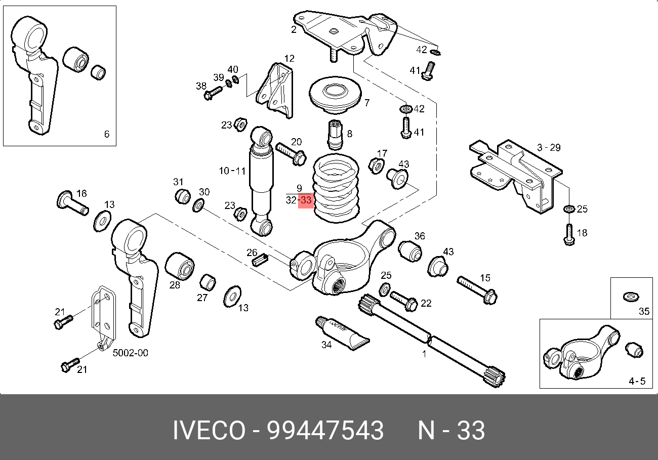 Пружина подвески кабины правая eurocargo - Iveco 99447543