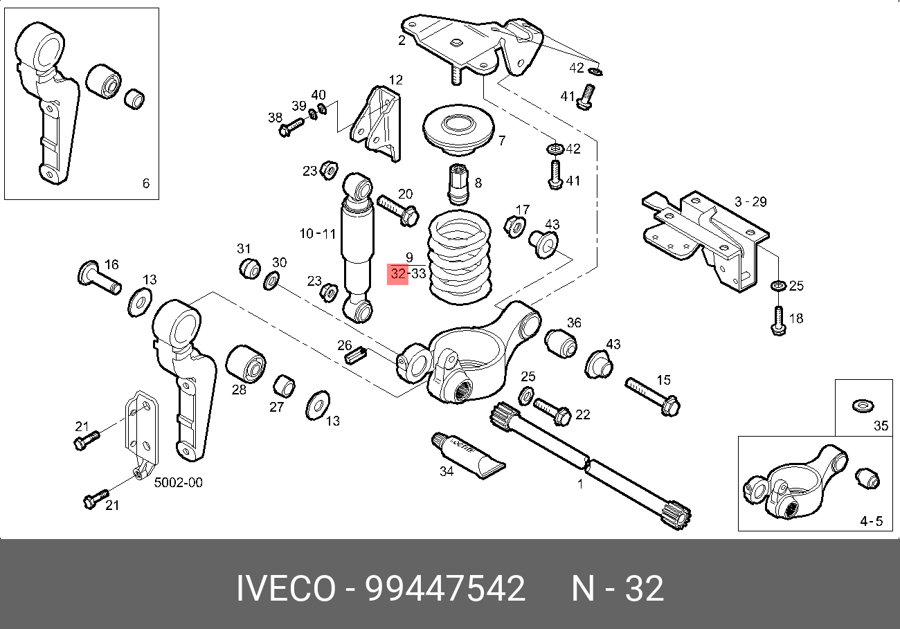 Пружина подвески кабины левая eurocargo - Iveco 99447542